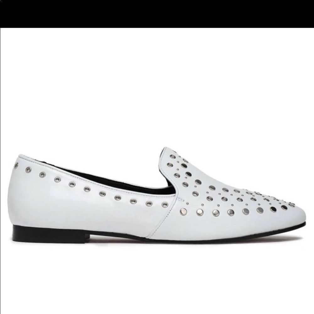NEW Sandro Bary Studded Leather Loafers white 8 white - Picture 3 of 14